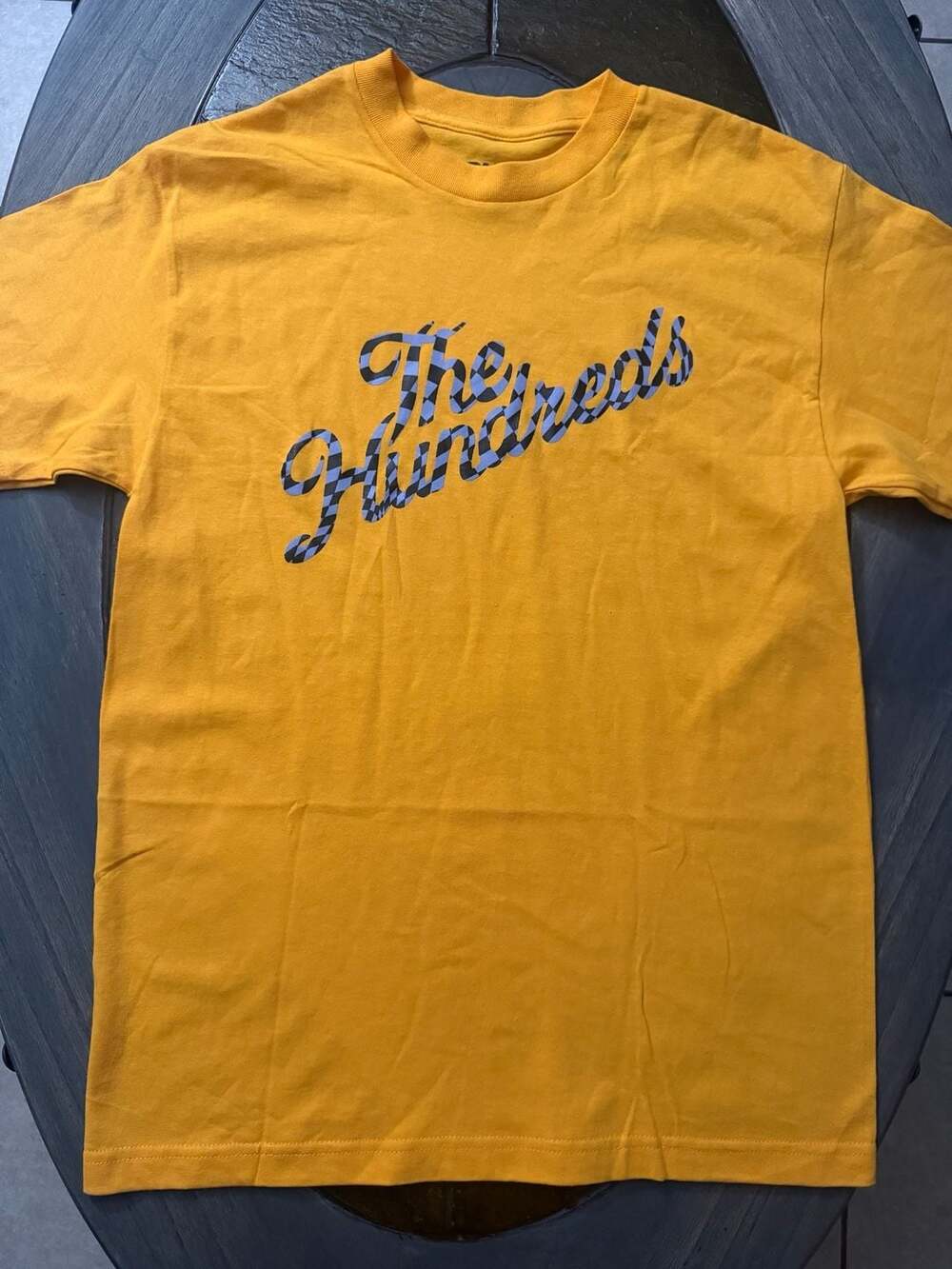 The Hundreds Script Logo Yellow Graphic T-Shirt Medium